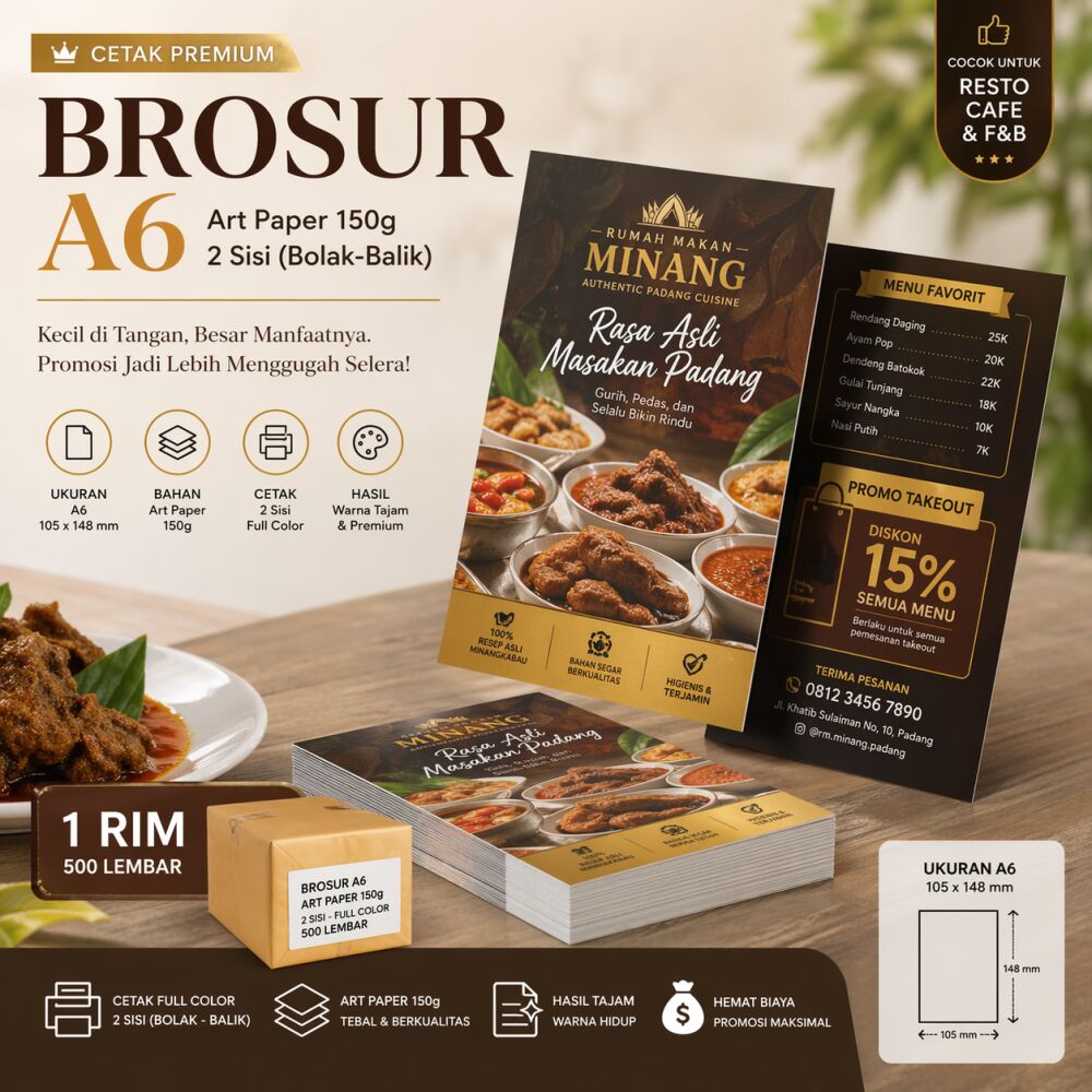 Cetak Brosur A6 Art Paper 150 2 Sisi