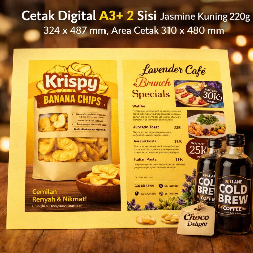 Cetak Digital A3 2 Sisi Jasmine Kuning 220g
