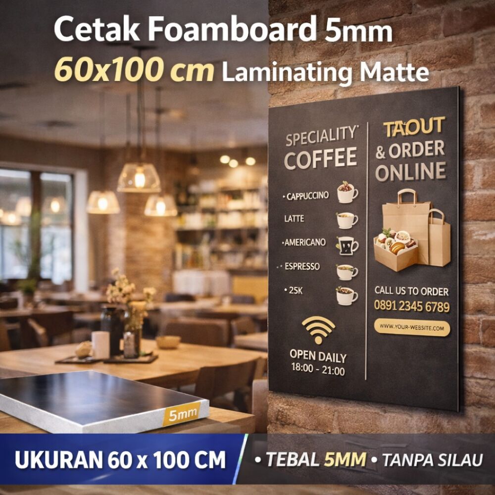 Cetak Foamboard 5mm 60x100 cm Laminating Matte