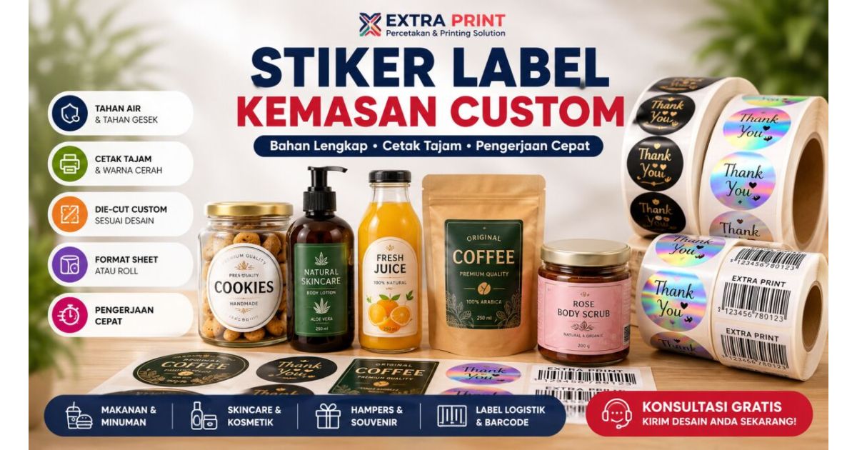 Cetak Stiker Label Kemasan Custom Jakarta – Vinyl, Chromo, Hologram