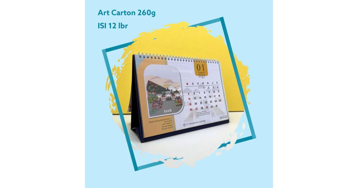 Kalender A5 210x150 Landscape, Isi 12 lbr, Art Carton 260g 2 Sisi