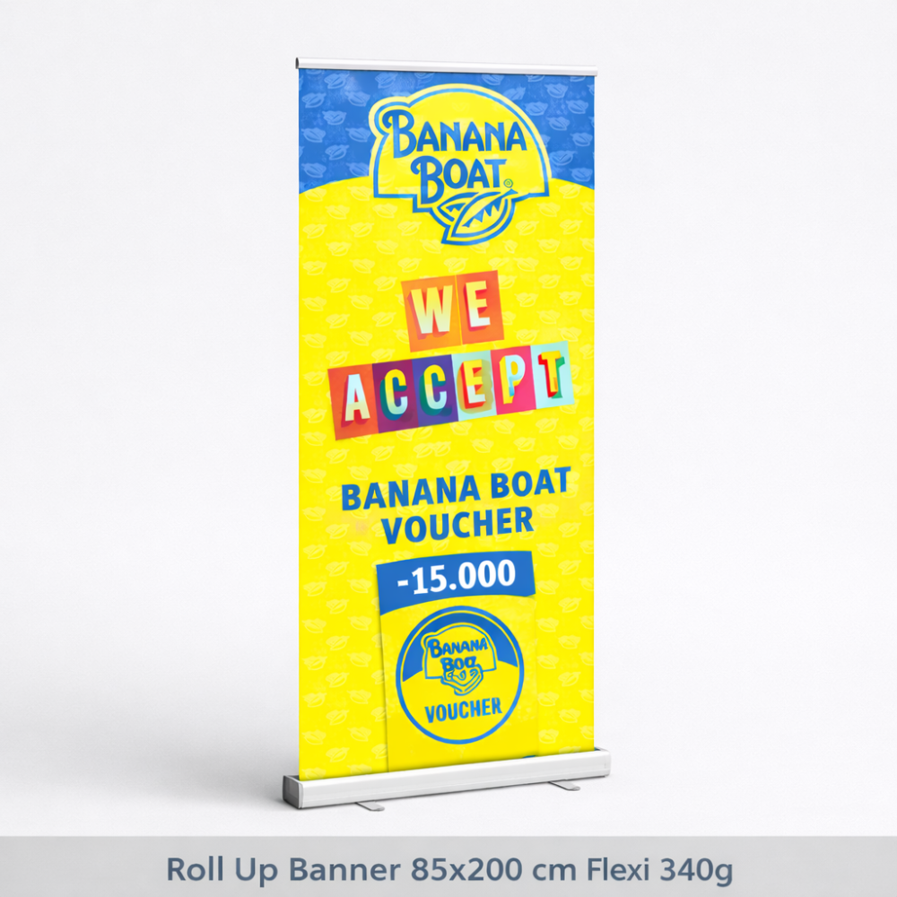 Cetak Roll Up Banner 85x200 cm Flexi 340g